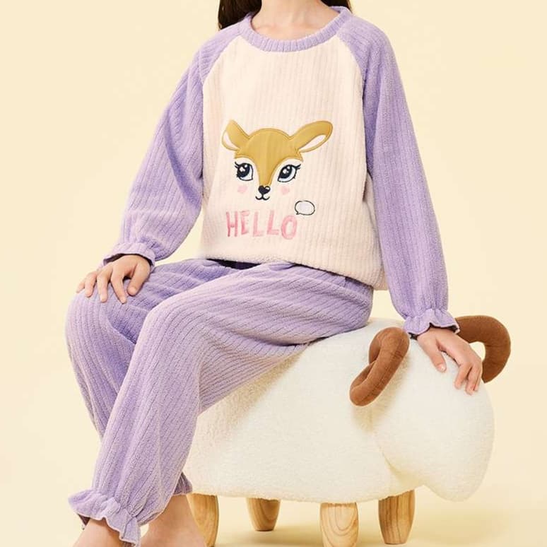 子どもパジャマ もこもこキャラクター上下セット