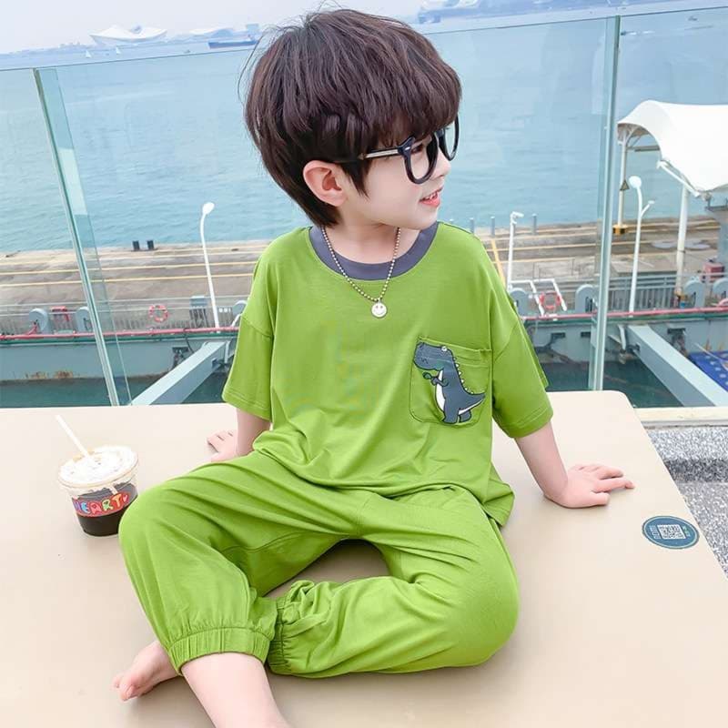 子どもパジャマ 恐竜イラスト付き セットアップ ルームウェア