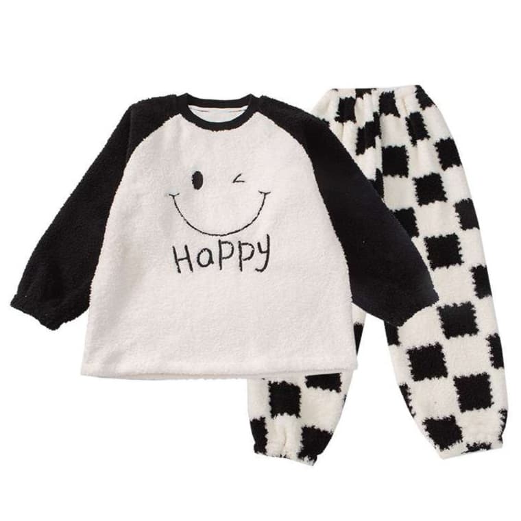 子どもパジャマ もこもこ にっこり おやすみ上下セット
