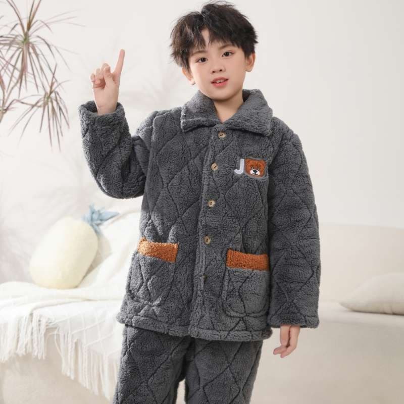 子どもパジャマ もこもこキルティング くまちゃんパジャマ