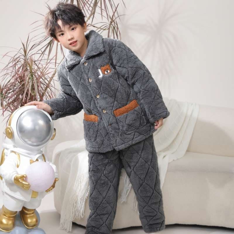 子どもパジャマ もこもこキルティング くまちゃんパジャマ
