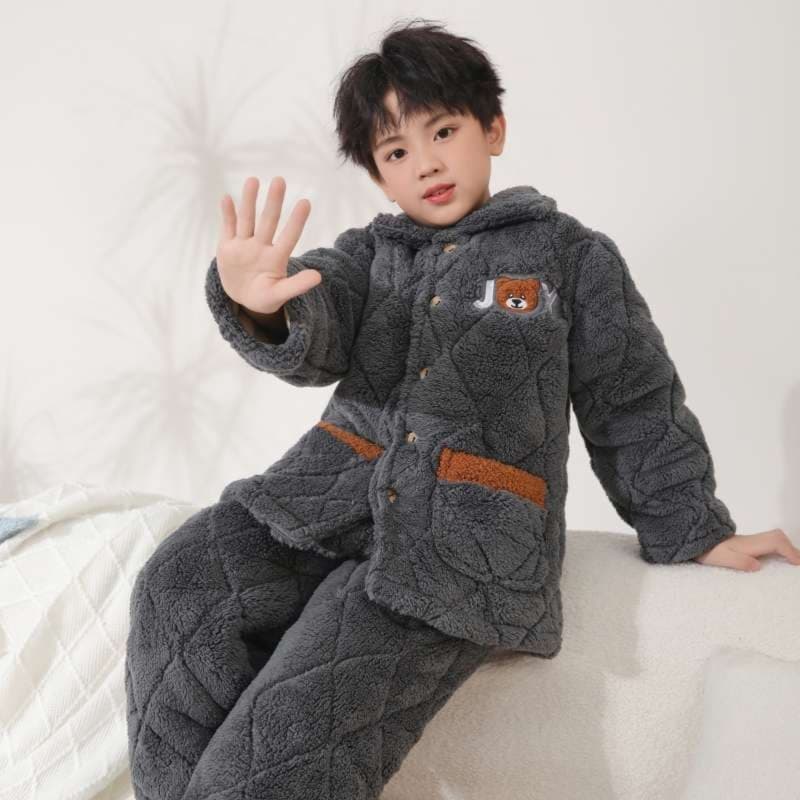 子どもパジャマ もこもこキルティング くまちゃんパジャマ
