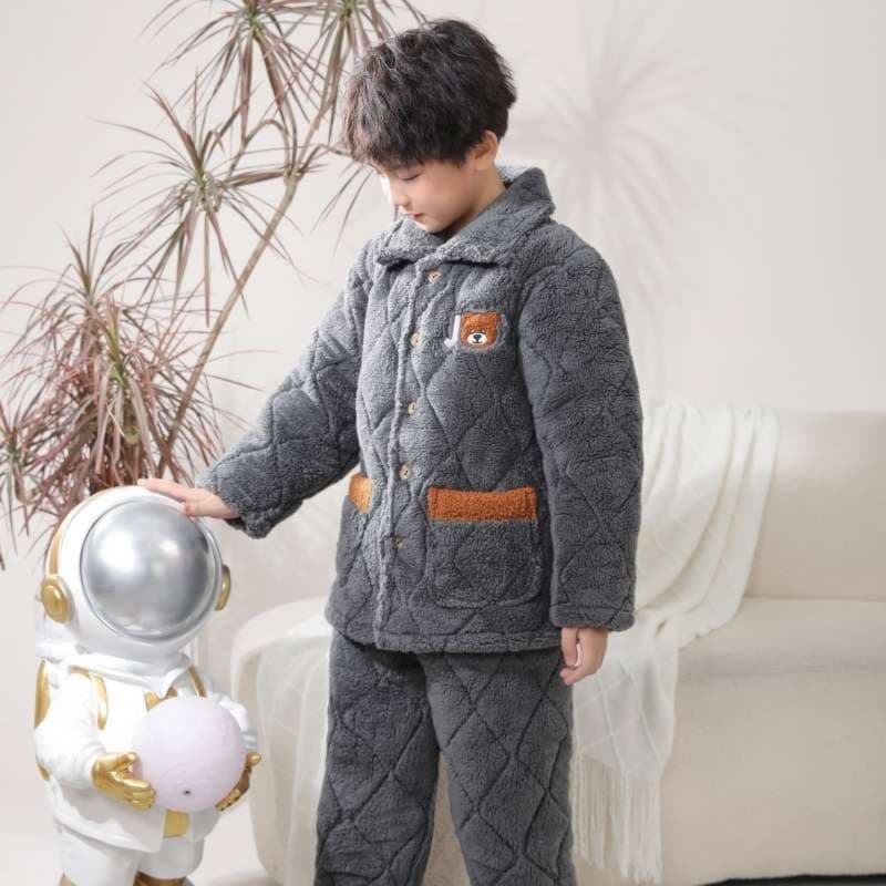 子どもパジャマ もこもこキルティング くまちゃんパジャマ