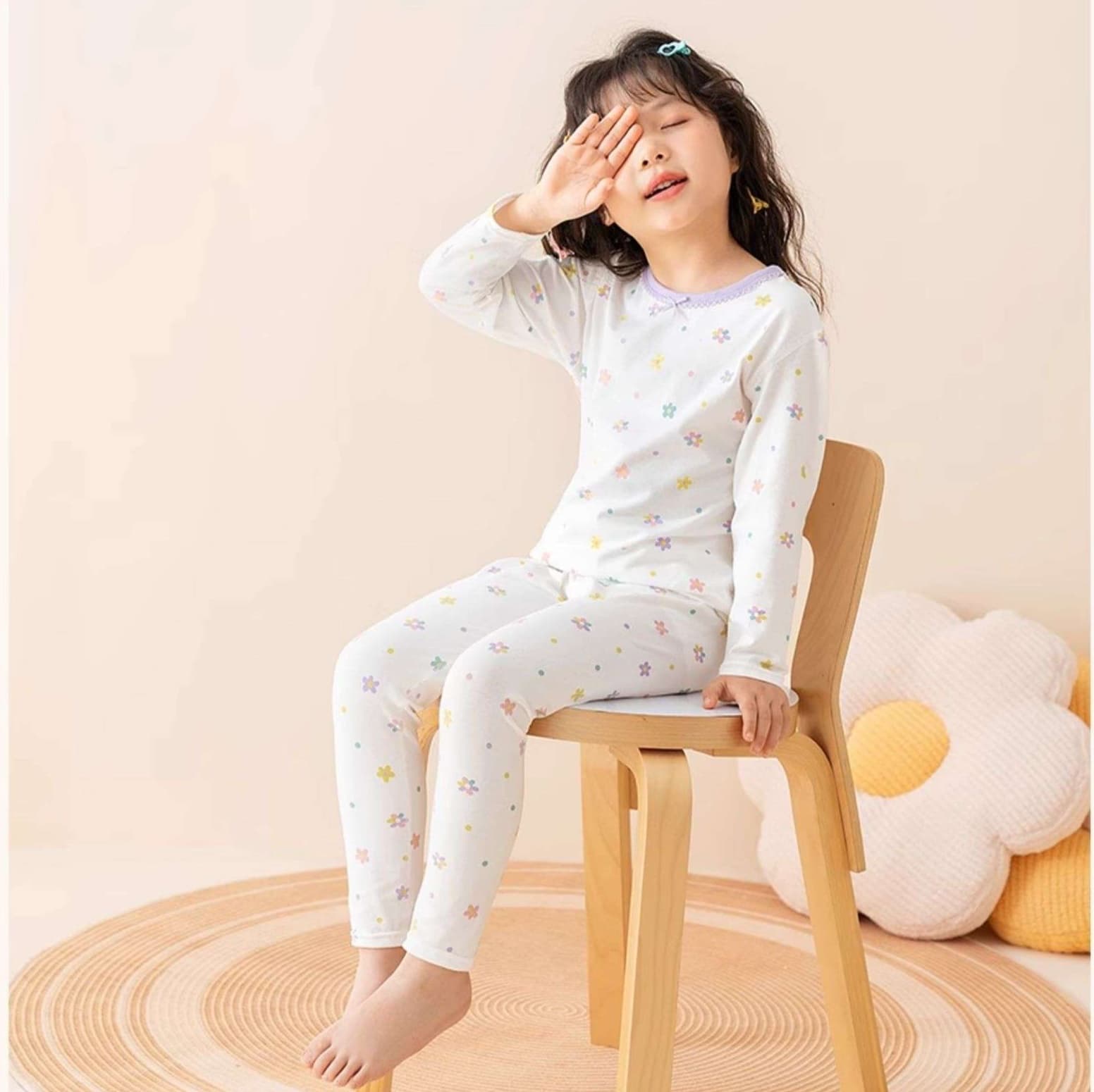 おはな柄 ふわふわ子どもパジャマ