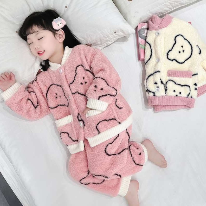 子どもパジャマ もこもこ動物柄 おやすみルームウェア
