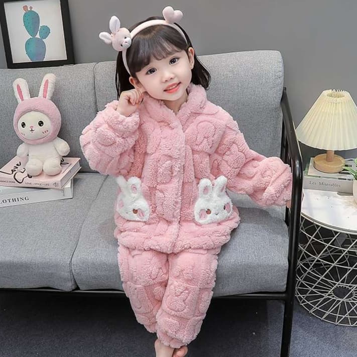 もこもこウサギ 子どもパジャマ 上下セット
