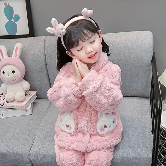 もこもこウサギ 子どもパジャマ 上下セット