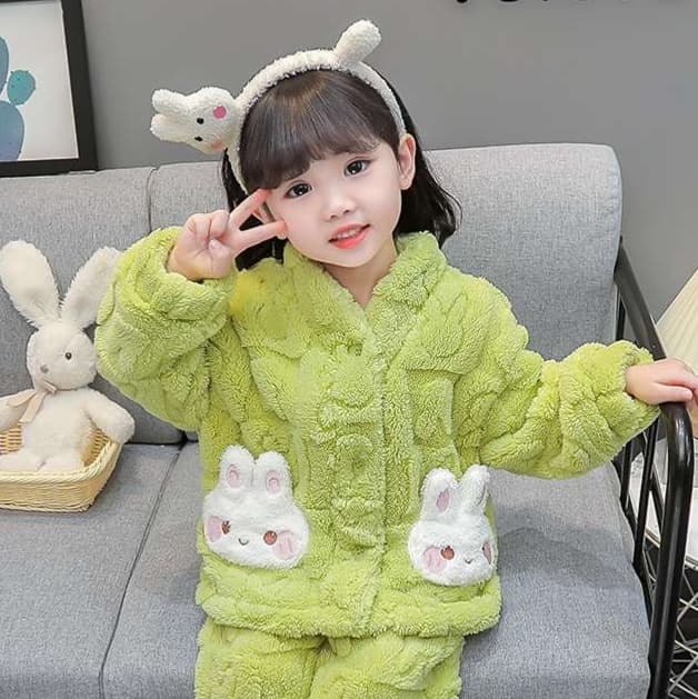 もこもこウサギ 子どもパジャマ 上下セット