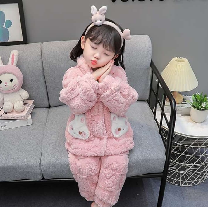 もこもこウサギ 子どもパジャマ 上下セット