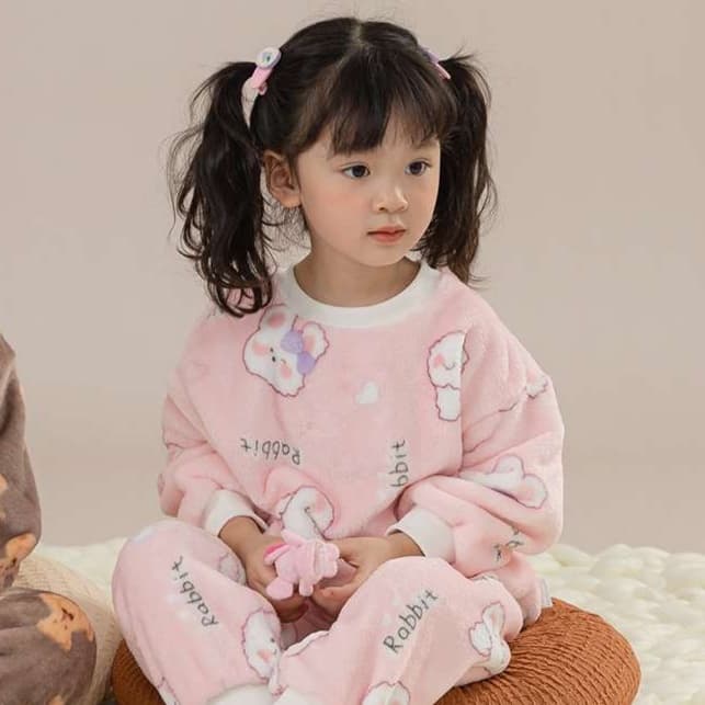 子どもパジャマ もこもこキッズルームウェア セットアップ