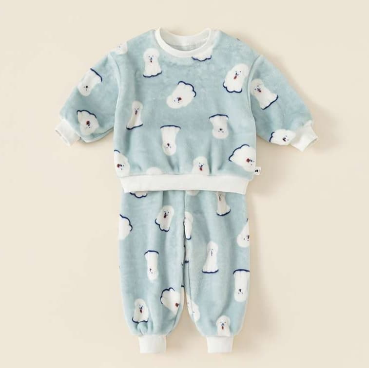 子どもパジャマ もこもこキッズルームウェア セットアップ