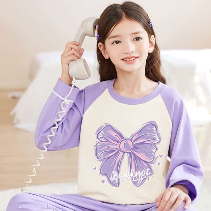 子どもパジャマ リボン柄おうち着ルームウェア