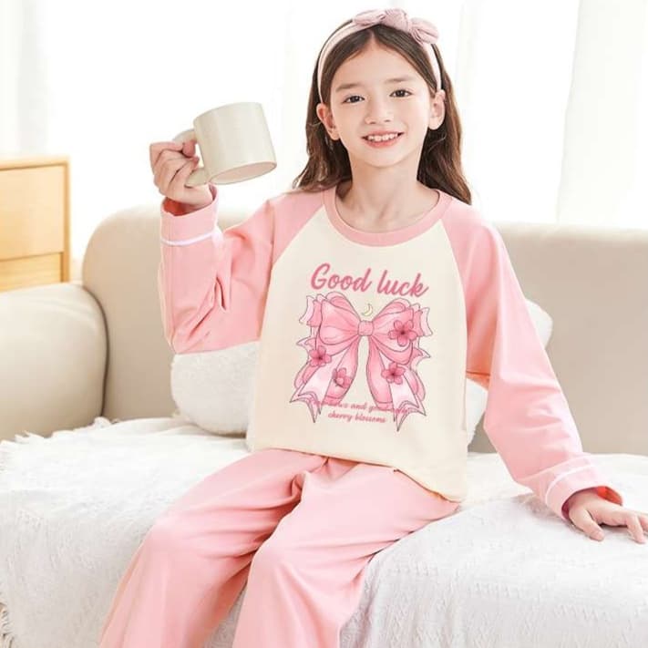 子どもパジャマ リボン柄おうち着ルームウェア