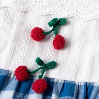 子どもパジャマ さくらんぼ刺繍 ギンガムパジャマ