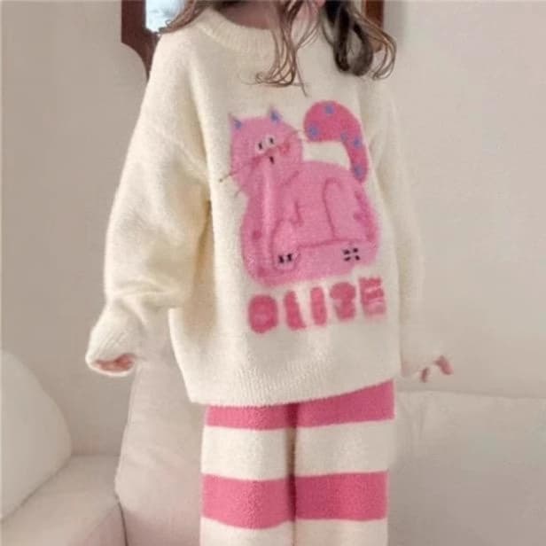子どもパジャマ もこもこ猫ちゃんあったかパジャマ