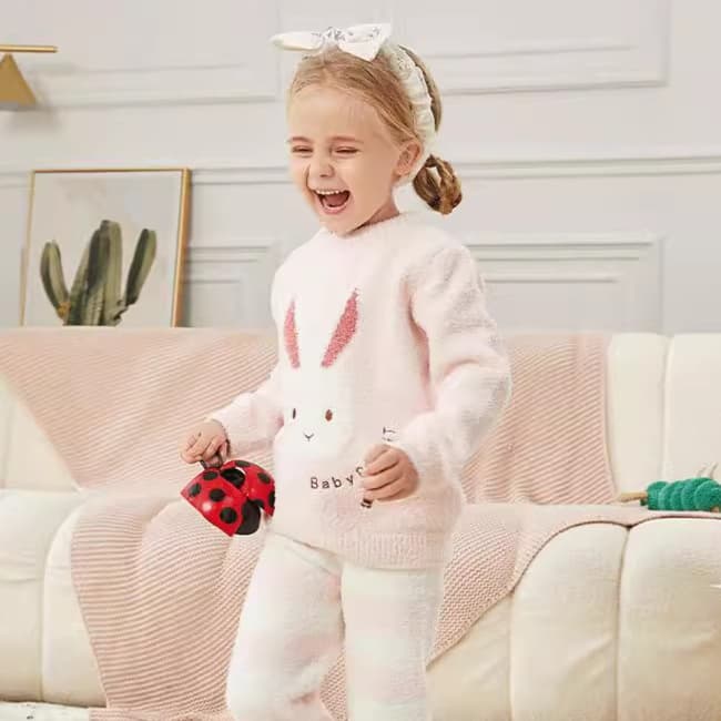 子どもパジャマ うさぎさんもこもこルームウェア