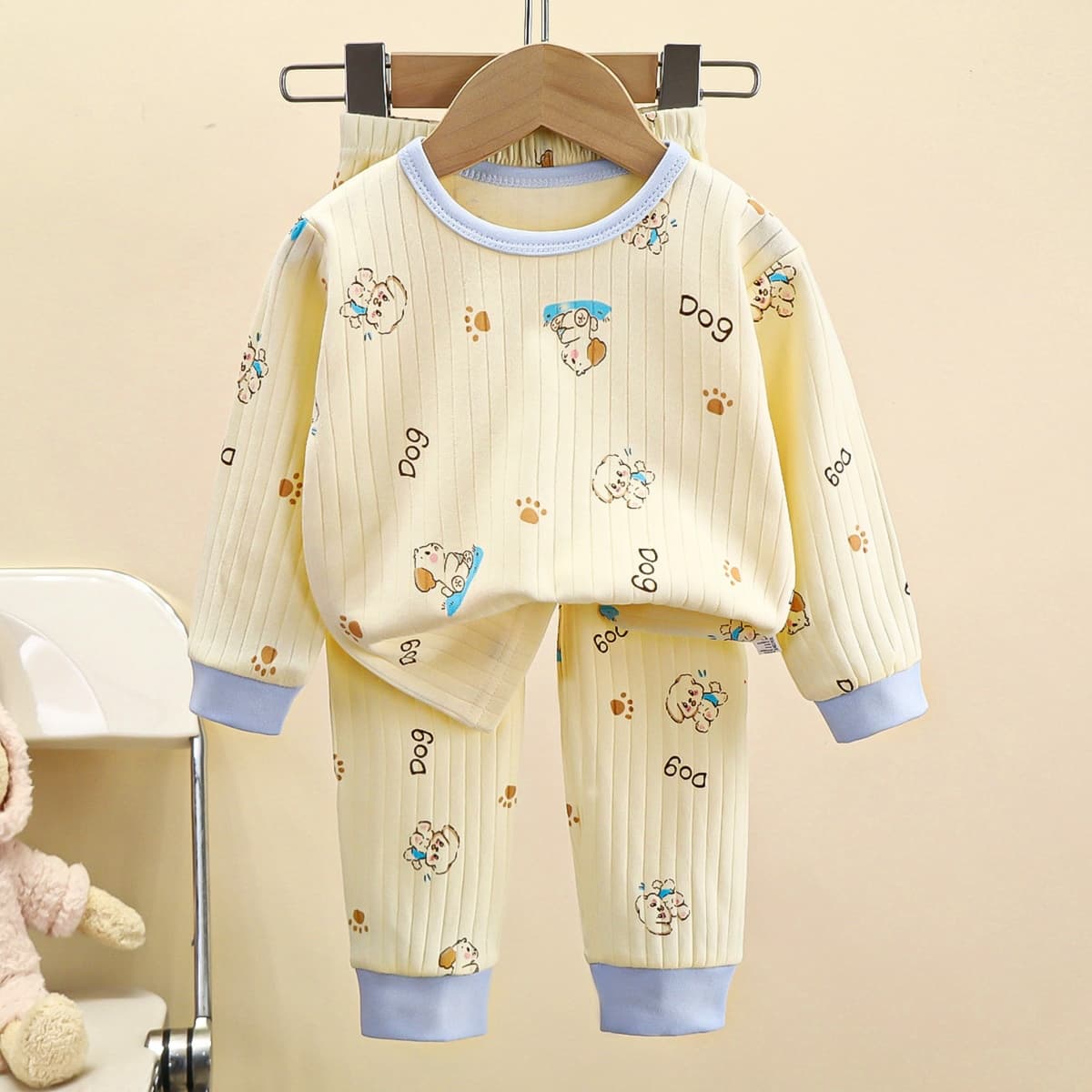 子どもパジャマ ふわもこ くまさん リブ パジャマ