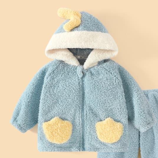 子どもパジャマ ふわふわ雲もこ フードつきパジャマ 上下セット