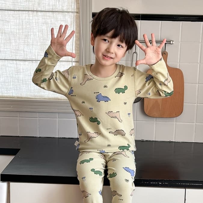 恐竜総柄 子どもパジャマ 上下セット