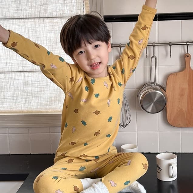 恐竜総柄 子どもパジャマ 上下セット