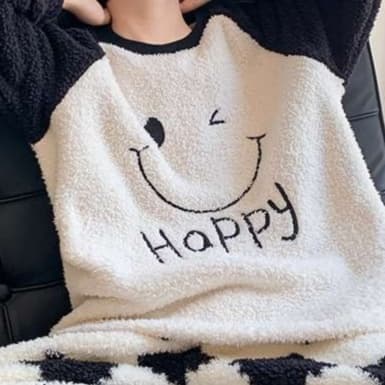 子どもパジャマ もこもこ にっこり おやすみ上下セット