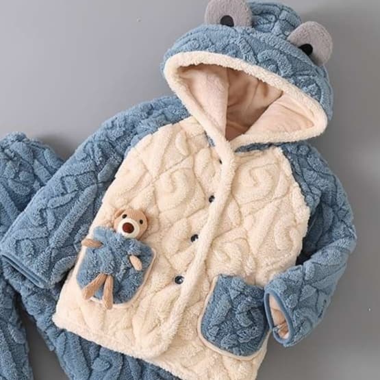 子どもパジャマ もこもこクマ耳あったかルームウェア