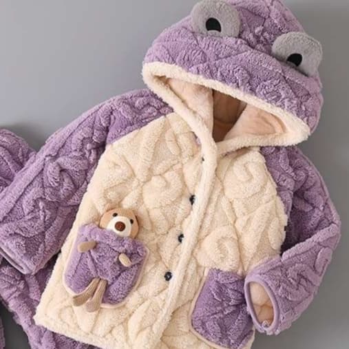 子どもパジャマ もこもこクマ耳あったかルームウェア