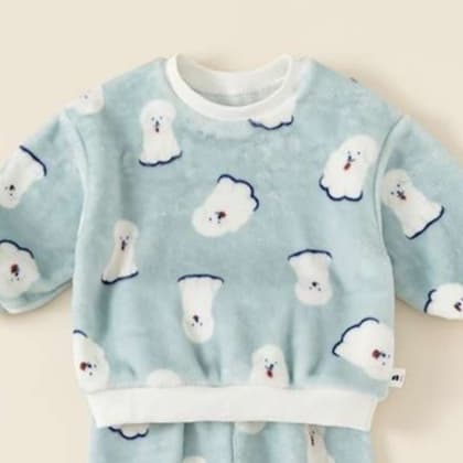 子どもパジャマ もこもこキッズルームウェア セットアップ
