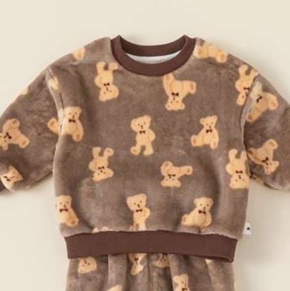 子どもパジャマ もこもこキッズルームウェア セットアップ