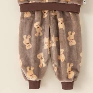 子どもパジャマ もこもこキッズルームウェア セットアップ
