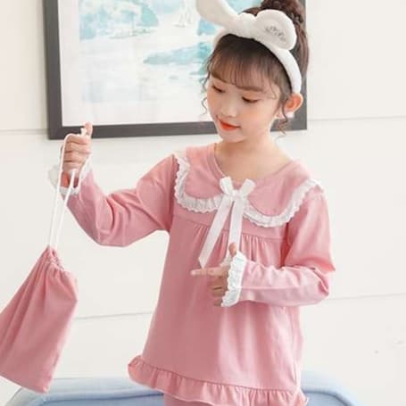 子どもパジャマ ふんわりレース付きおやすみウェア