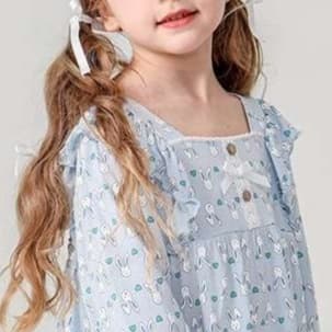 子どもパジャマ うさぎ柄フリルパジャマ