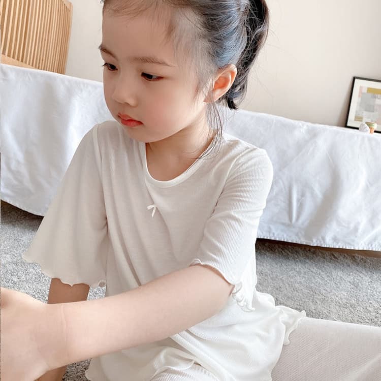 子どもパジャマ やさしい着心地 リブ素材 波襟パジャマ