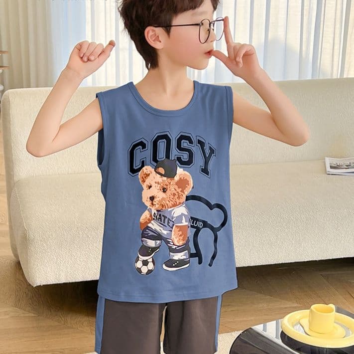 子どもパジャマ 子どもパジャマ くまさんノースリーブパジャマセット