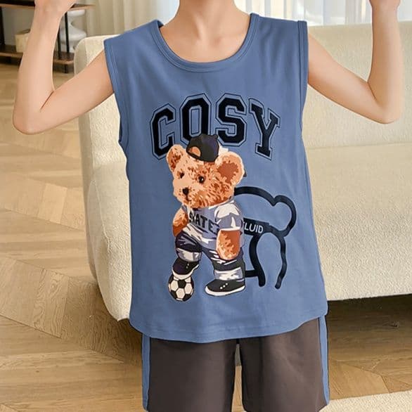 子どもパジャマ 子どもパジャマ くまさんノースリーブパジャマセット