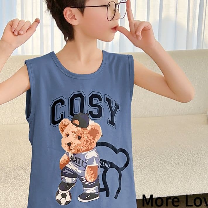 子どもパジャマ 子どもパジャマ くまさんノースリーブパジャマセット