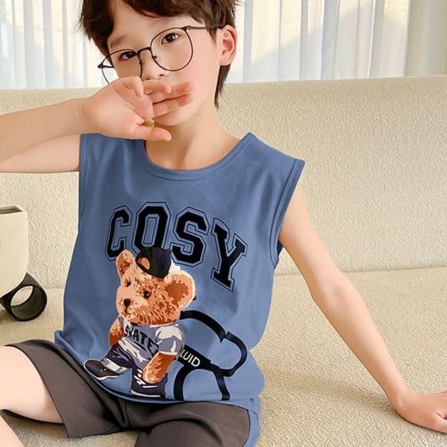 子どもパジャマ 子どもパジャマ くまさんノースリーブパジャマセット