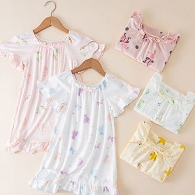子どもパジャマ 子どもパジャマ ふんわりフリル袖のおやすみワンピース