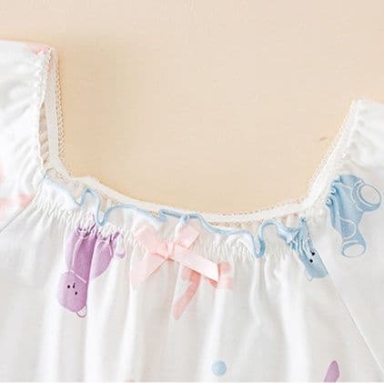 子どもパジャマ 子どもパジャマ ふんわりフリル袖のおやすみワンピース