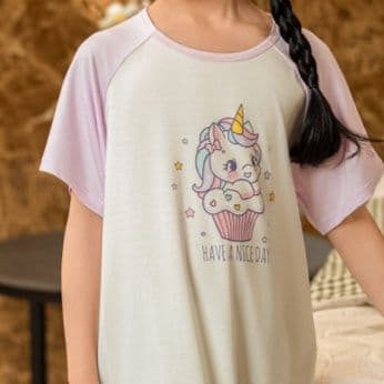 子どもパジャマ 子どもパジャマ ゆめかわ一角獣ワンピースパジャマ