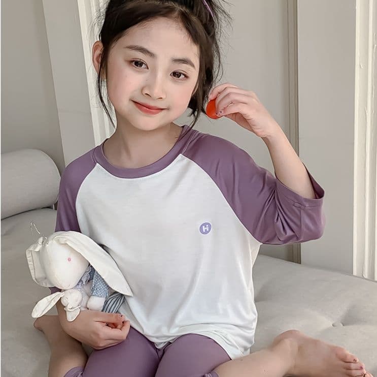子どもパジャマ 子どもパジャマ おやすみラグラン七分丈パジャマ