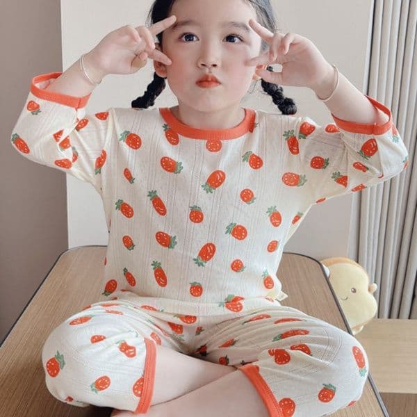 子どもパジャマ 子どもパジャマ おやすみ動物柄七分袖パジャマ