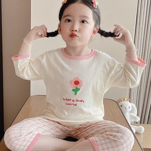 子どもパジャマ 子どもパジャマ おやすみ動物柄七分袖パジャマ