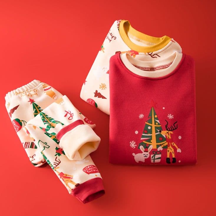 子どもパジャマ クリスマスデザイン冬パジャマセット