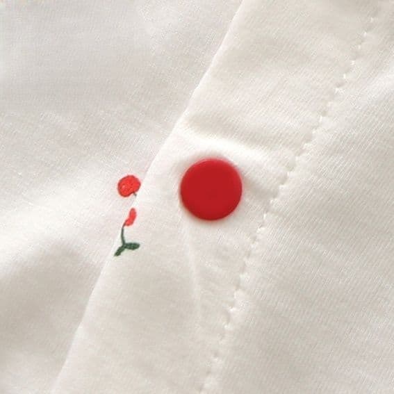 子どもパジャマ さくらんぼ刺繍フリル襟長袖女児パジャマ上下セット