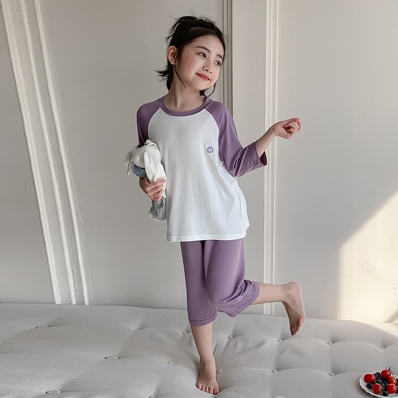 子どもパジャマ 子どもパジャマ おやすみラグラン七分丈パジャマ