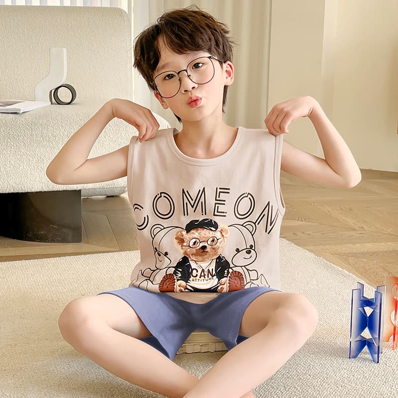 子どもパジャマ 子どもパジャマ くまさんノースリーブパジャマセット