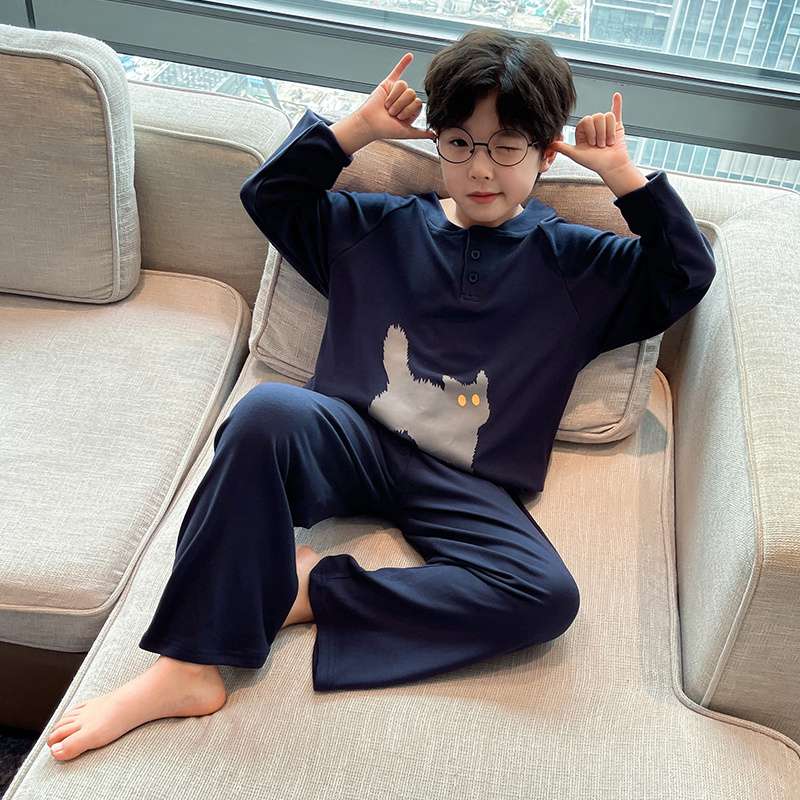 子どもパジャマ ねこシルエット ふわもこ おやすみセット