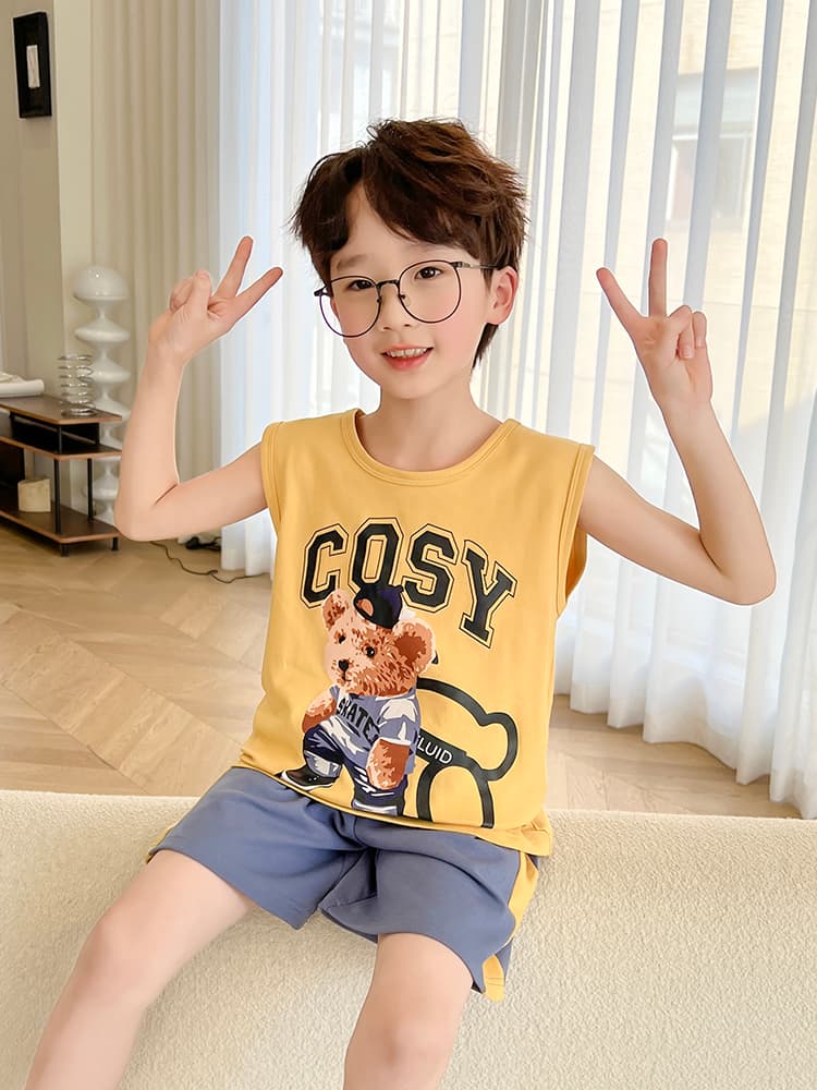 子どもパジャマ 子どもパジャマ くまさんノースリーブパジャマセット