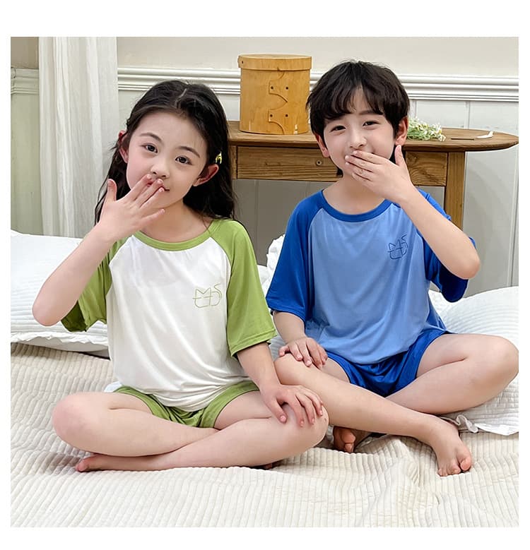 子どもパジャマ ねこモチーフ ラグラン夏パジャマ